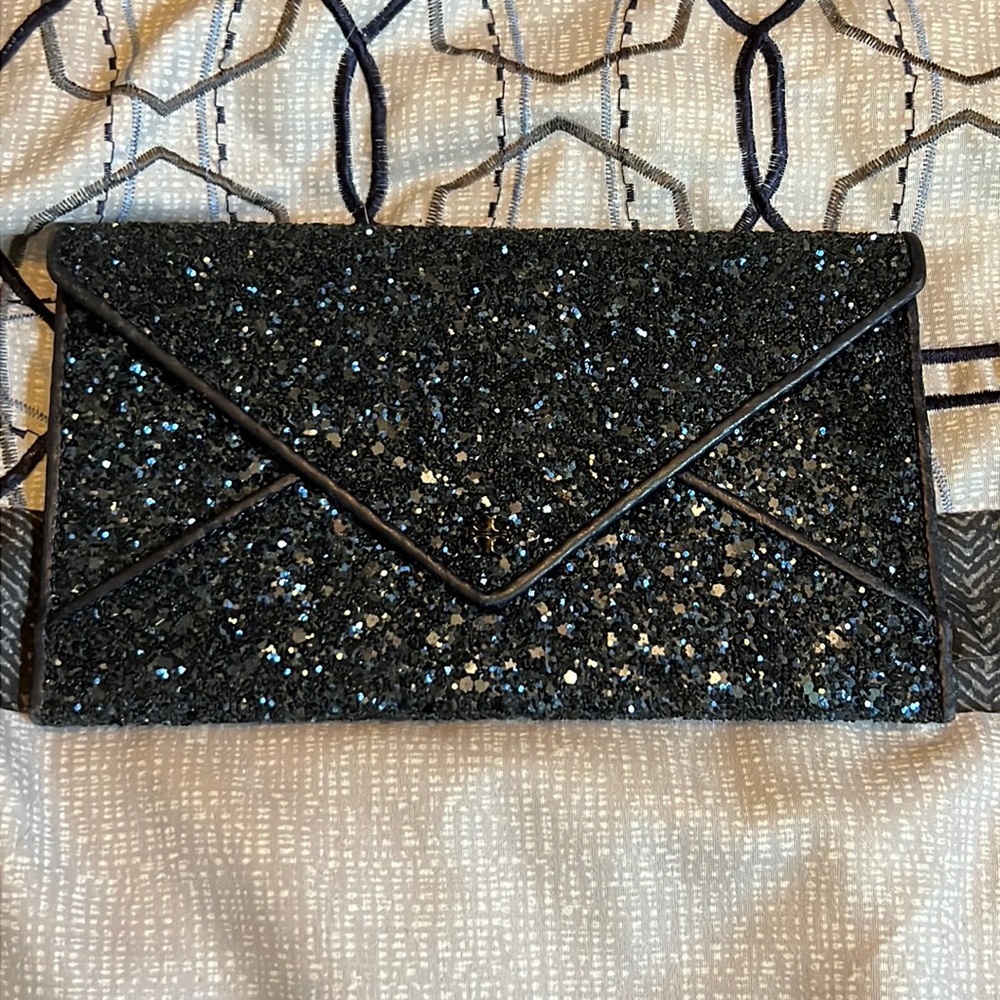Tory Burch Glitter Envelope Pouch - Navy